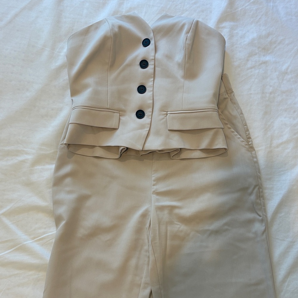 Elegant vest and pants  Cream Women's Set